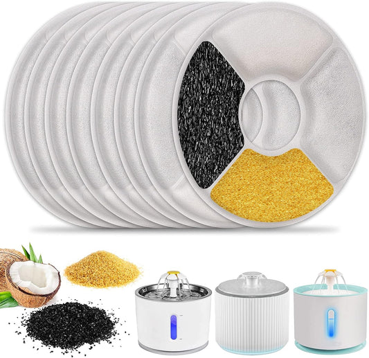 Pet Fountain Replacement Filter- 8 Pack,  Activated Carbon Replacement Filter for 84Oz/ 2.5L or 2.4L Automatic Pet Fountain Cat Water Fountain